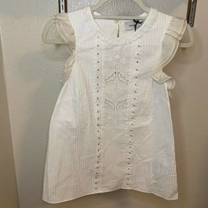 COACH 1941 Sleeveless Ivory Cotton Silk Ruffle Sleeve Studded Blouse size 6 NWT